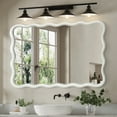thumbnail image 1 of TEWLOSS Wavy Mirrors Wall Mirror, 30"x20" Bathroom Mirror Wood Framed, White, 1 of 12