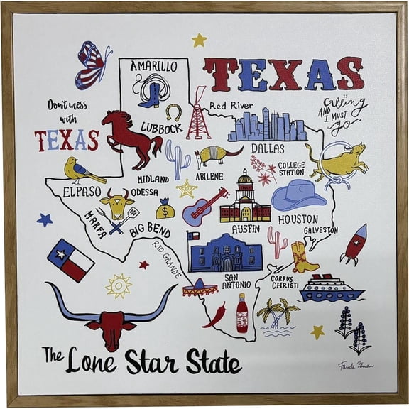 TEX 16X16 FRAMED CANVAS ART