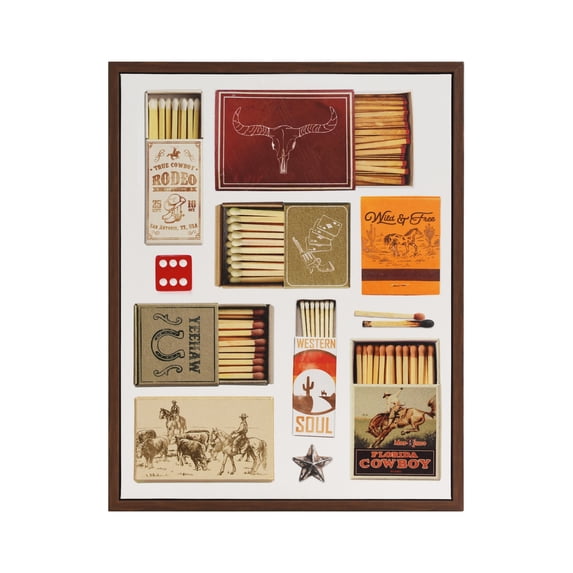 Crystal Art Gallery 15x19 Texas Western Matches Canvas Wall Art Decor, Distressed Framed Rustic Farmhouse Americana Western Home Wall Décor