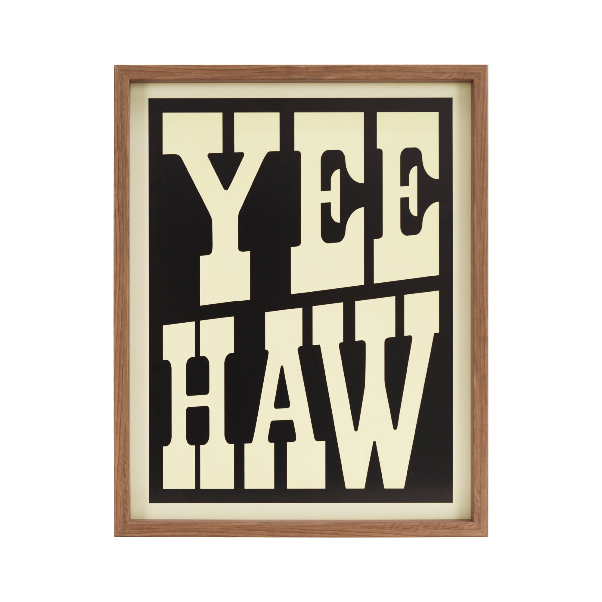 Crystal Art Gallery 15x19 Texas “YEE HAW” Wall Art Decor, Natural Framed Rustic Farmhouse Americana Western Typography Home Wall Decor