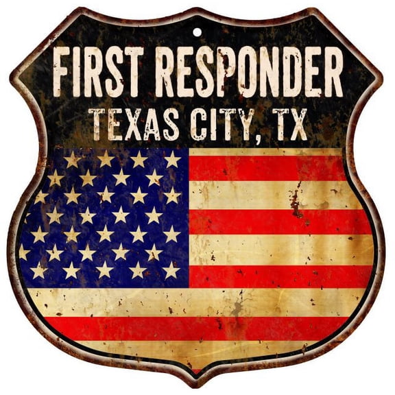 TEXAS CITY, TX First Responder USA 12x12 Metal Sign Fire Police 211110022799