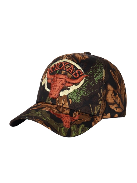 TEXAS Longhorn Embroidered Color Block Trucker Hat Unisex Adjustable Cotton Breathable Fashion Cap for Travel Daily Wear