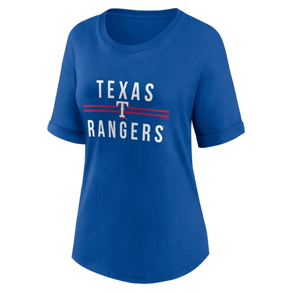 Texas Rangers Women's Royal Out Run Bi-Blend Rolled Cuff T-Shirt, Up to Size 3XL