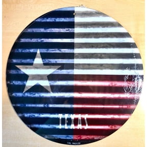 "TEXAS" ROUND METAL SIGN-HIGH QUALITY BAKED INK--INDOOR/OUTDOOR Size: 8 x 8 inch