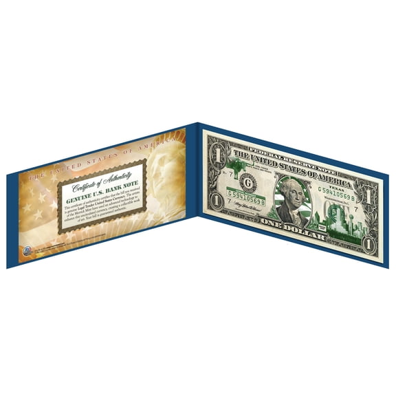 TEXAS State $1 Bill *Genuine Legal Tender* U.S. One-Dollar Currency *Green*
