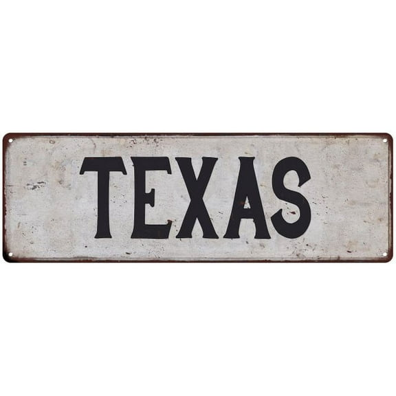 TEXAS Vintage Look Rustic Metal 6x18 Sign City State 106180041012