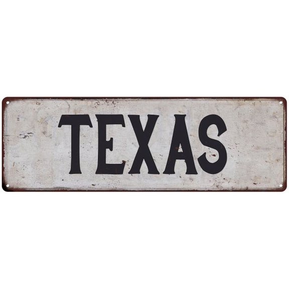 TEXAS Vintage Look Rustic Metal 8x24 Sign City State 108240041012