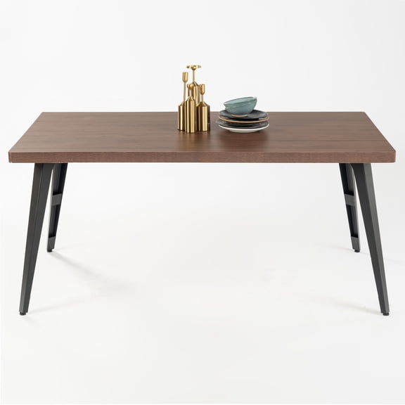 TEXBM 63" Rectangular Dining Table for 6, Modern Kitchen Table with Wooden Top and Metal Legs, Farmhouse Dining Room Table for 4-6 People