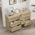 thumbnail image 1 of TEXBM 9-Drawer Rattan Storage Cabinet with Gold Handles, Anti-Tip Design, 51.2" Wide, Natural Boho Organizer for Bedroom, Living Room & Kitchen, 1 of 5