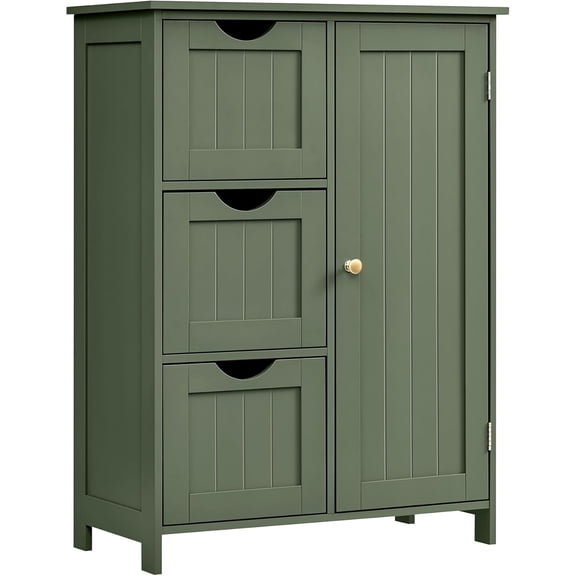 TEXBM Floor Storage Cabinet, Freestanding Storage Unit with 3 Drawers, 1 Adjustable Shelf, for Bathroom Living Room Dining Kitchen, 11.8 x 23.6 x 31.5 Inches, Forest Green UBBC049C01