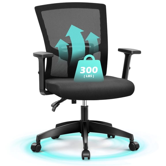TEXBM Office Chair Ergonomic, Mesh Computer Chair with Lumbar Support Executive Stool with Flip-up Armrest & Padded Cushion, BIFMA & SGS Certified
