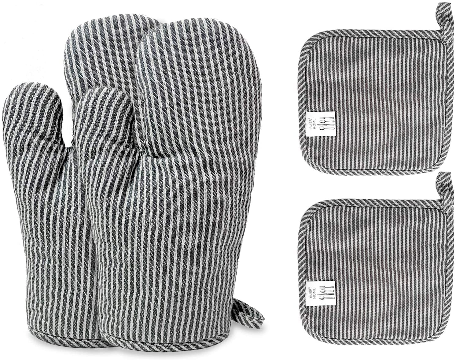 TEXIJUSO 4Pcs Oven Mitts and Pot Holders, Heat Resistant Oven Mitts Set with Pothholder,Heat Resistant Microwave Gloves Safe for Baking,Cooking, BBQ - Walmart.com