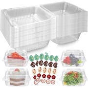 TEXIJUSO 50PCS Boxes Individual for Cake Slice Portions, 5.5 Inch Clear Boxes for Food, Use for Large Muffin, Salad, Cheese, Suitable for Home Baking, Party, Cake Shop