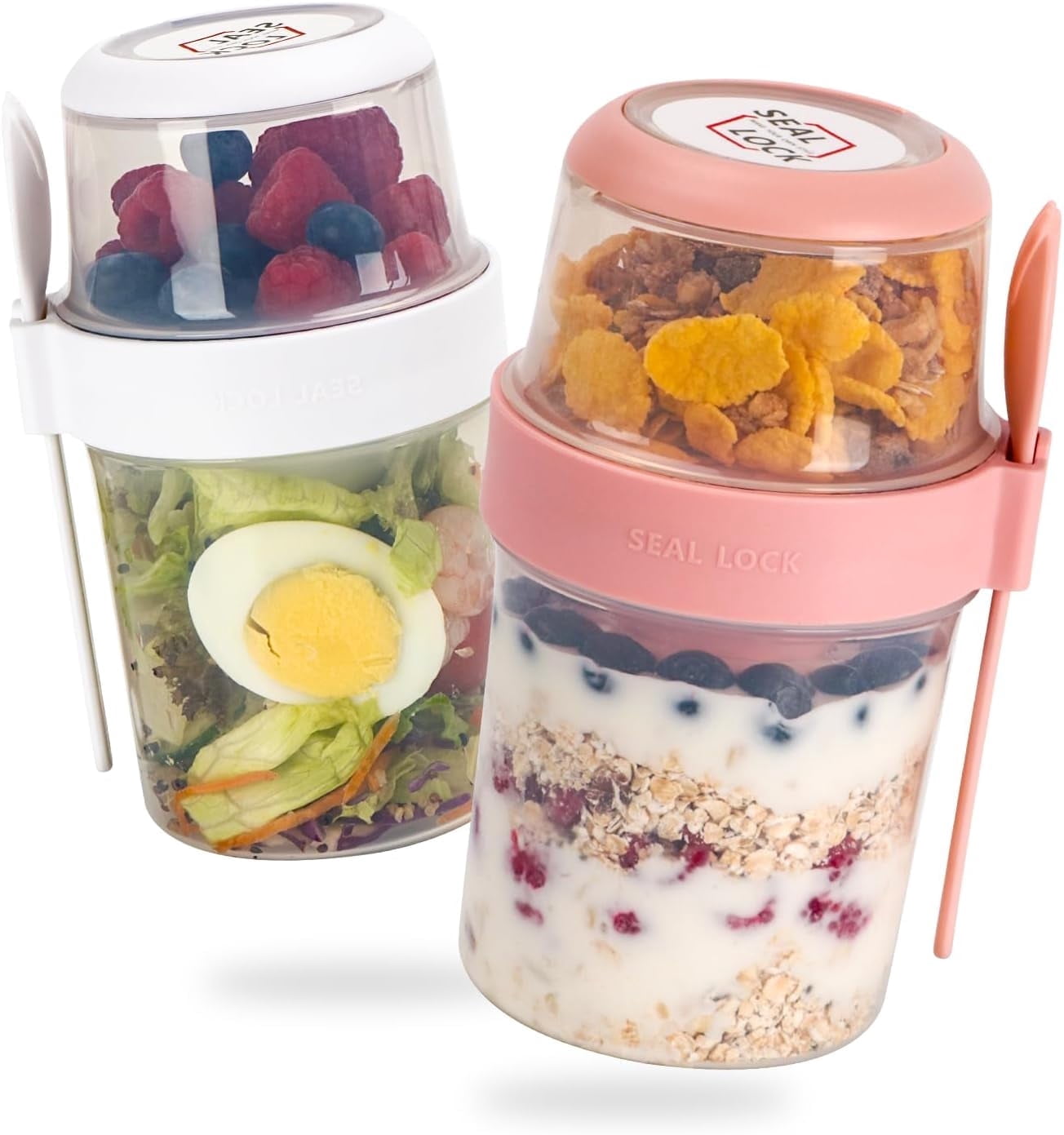Topping Prep Containers TEXIJUSO Breakfast On the Go Cup Overnight Oats Jar Take and Go Yogurt ...