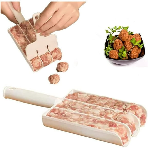 TEXIJUSO Kitchen Meatball Mold, Shrimp Slider, Meatball Maker, Meat Filling Processor, Kitchen Cooking Tools 3 Meatballs in 1 Second to Make Quick Meatball Dough Quickly