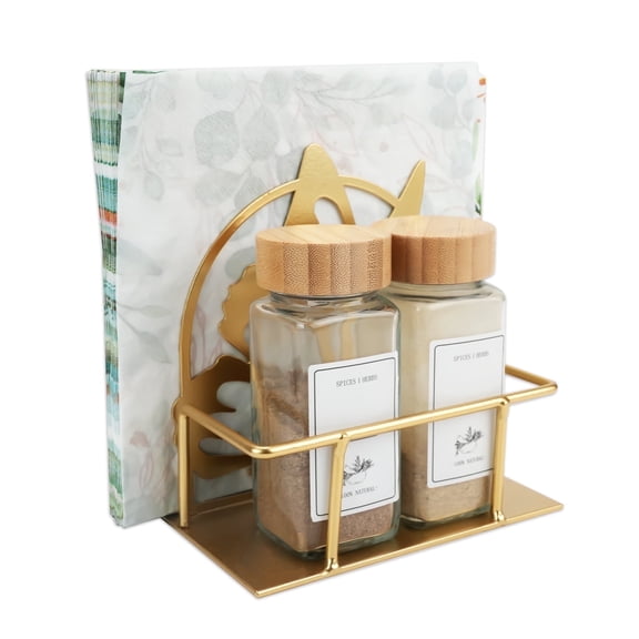 TEXIJUSO Metal Napkin Holder Seasoning Holder, Tissue Paper Dispenser for Table, Kitchen Countertop (Butterfly, Gold)