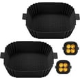 thumbnail image 1 of TEXIJUSO Silicone Air Fryer Liners, 2Pack Square Air Fryer Basket Tray Airfryer Accessories Reusable Air Fryer Accessories Air Fryer Liners for Tower Ninja COSORI Tefal Philips Gourmia Airfryer, 1 of 14