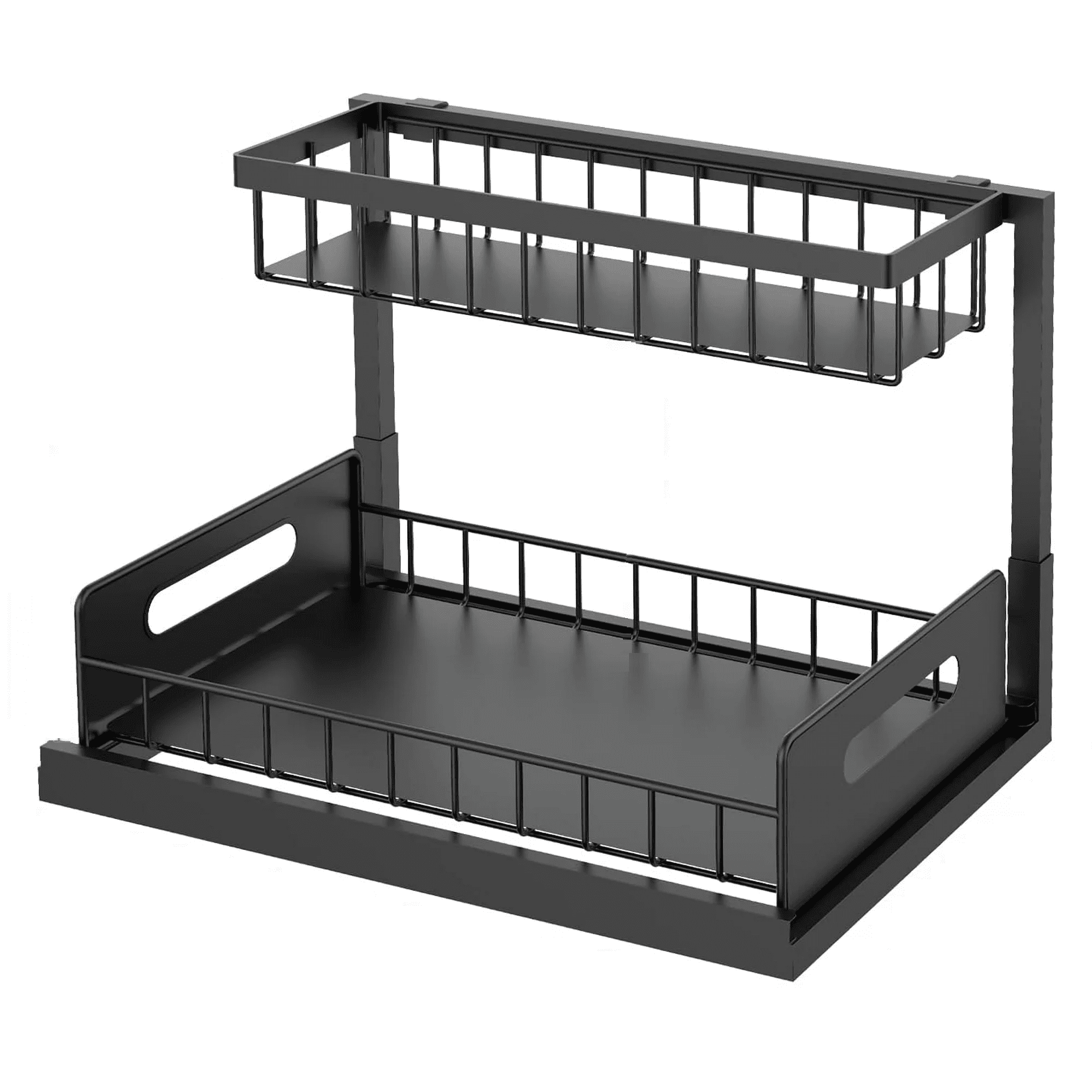 TEXIJUSO Under Sink Organizer and Storage, 2 Tier Rustproof Under Cabinet Storage, Sliding Kitchen Sink Organizer for Kitchen Bathroom