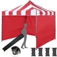 thumbnail image 1 of TEXINPRESS 10'x10' Pop up Commercial Canopy Tent with Sidewalls, Striped Red, 1 of 9