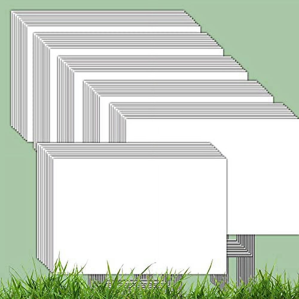 TEXTURE OF DREAMS Yard Signs with H Stakes, Blank, 60 Pack, White