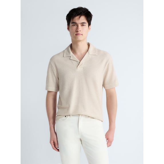 Free Assembly Men's Textured Polo Camp Shirt, Sizes S-3XL