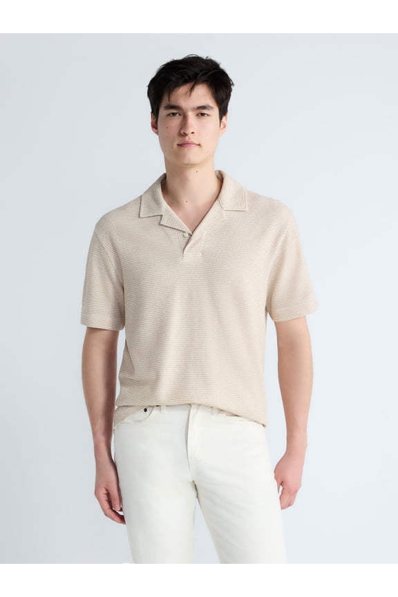 Men's Textured Polo Camp Shirt, Sizes S-3XL