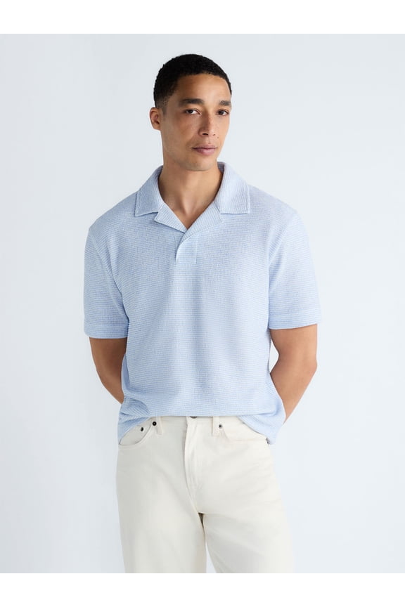 Men's Textured Polo Camp Shirt, Sizes S-3XL