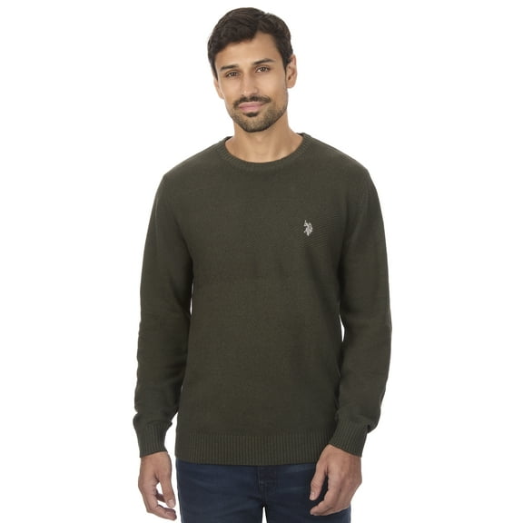 U.S. Polo Assn Men's Textured Chest Stripe Crew Neck Sweater
