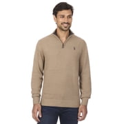 U.S. Polo Assn Men's Textured Striped Quarter Zip Sweater