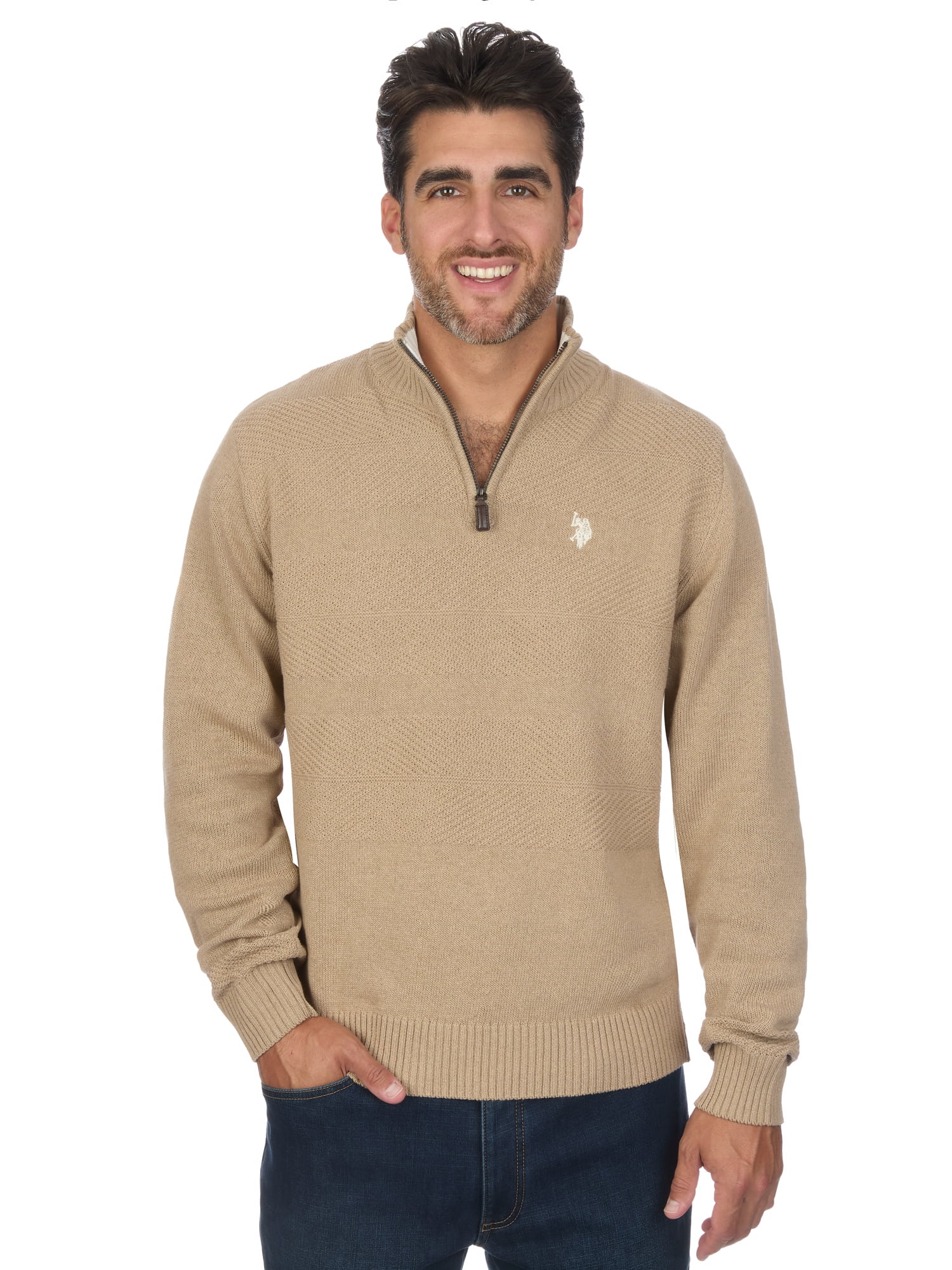 Men's Textured Quarter Zip Sweater