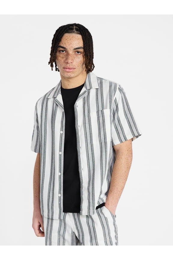 Men's Textured Shirt with Short Sleeves, Sizes XS-4XLT