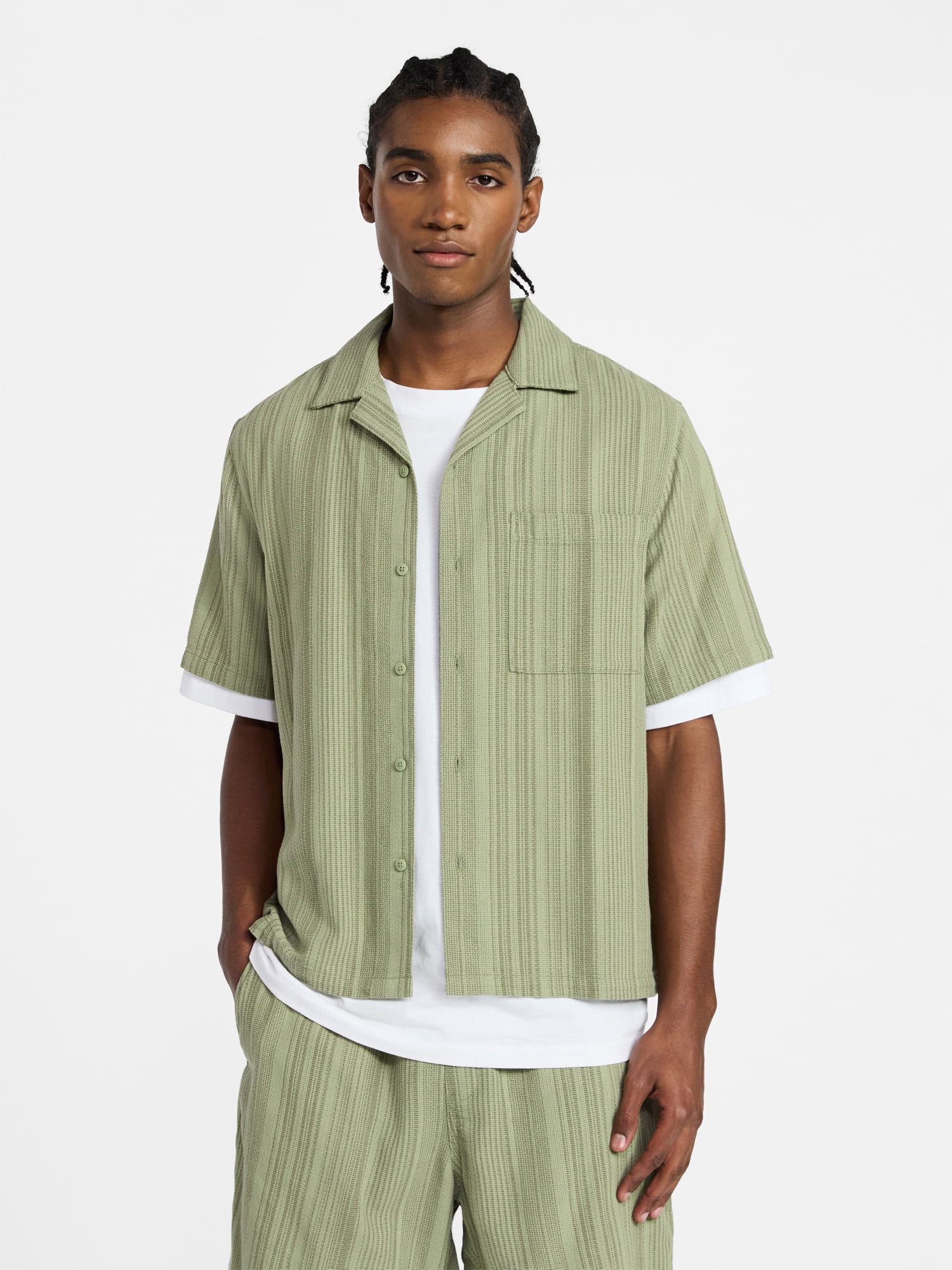 No Boundaries Textured Shirt with Short Sleeves, Men's XS-4XLT
