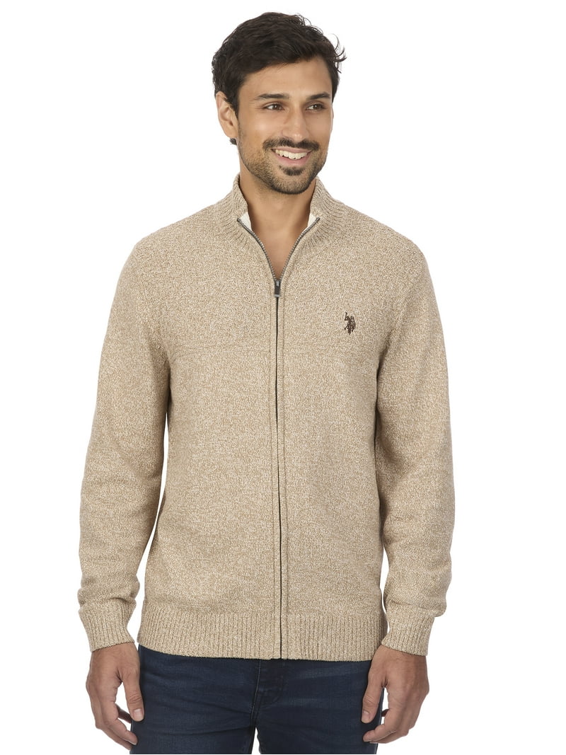 U.S. Polo Assn Men's Textured Yoke Full-Zip Sweater - Walmart.com