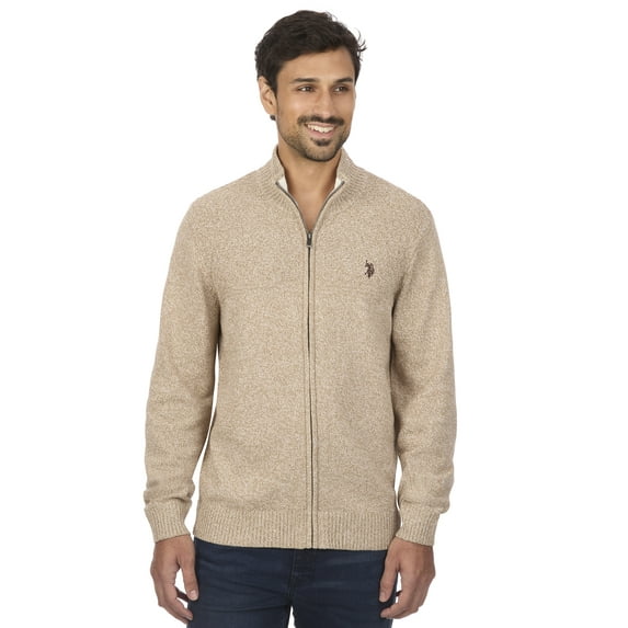 U.S. Polo Assn Men's Textured Yoke Full-Zip Sweater