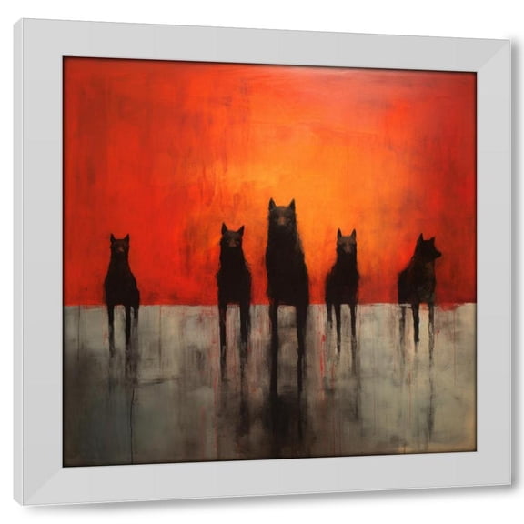 TEXTZEN 15x15 White Modern Wood Framed Wall Art Titled - Wolfpack
