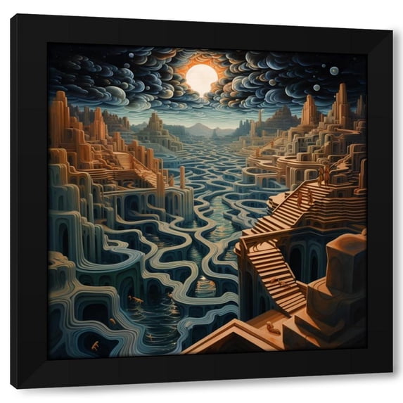 TEXTZEN 20x20 Black Modern Wood Framed Wall Art Titled - Find Your Path To Everywhere