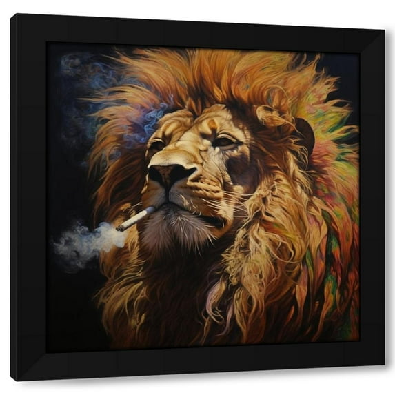 TEXTZEN 20x20 Black Modern Wood Framed Wall Art Titled - One Cool Cat