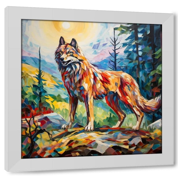 TEXTZEN 20x20 White Modern Wood Framed Wall Art Titled - Loving Lone Wolf