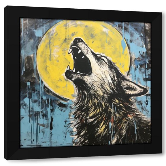TEXTZEN 26x26 Black Modern Wood Framed Wall Art Titled - Howler