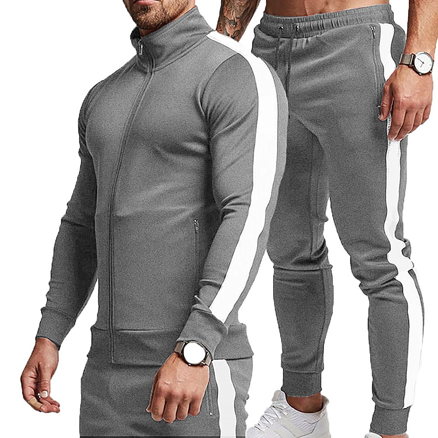Track Suits for Men Set Men's Tracksuits 3XL Men's Casual Tracksuit Set 2  Piece Outfits Long Sleeve Zip Hoodies Athletic, A1-grey, XX-Large :  : Clothing, Shoes & Accessories