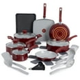 thumbnail image 1 of T-fal Kitchen Solutions Ceramic, 22 Piece Cookware Set, Red, 1 of 13