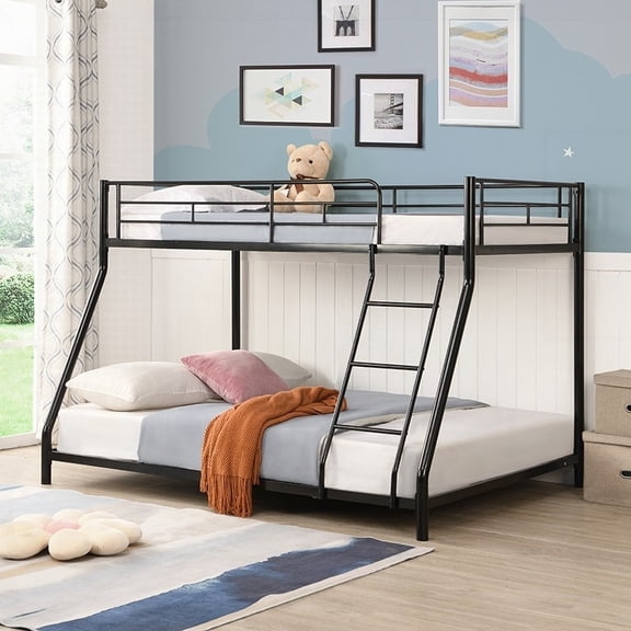 TF BLACK METAL BUNK BED - STEEL STRUCTURE, EASY ASSEMBLY & MULTI-MATTRESS USE