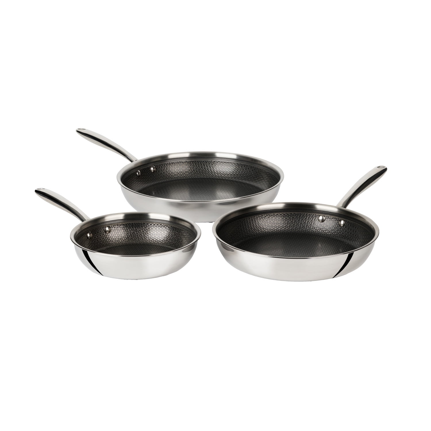 T-fal Ceramic HybridMesh Stainless Steel, 8.5 inch, 11 inch and 12.5 inch Frypan Set