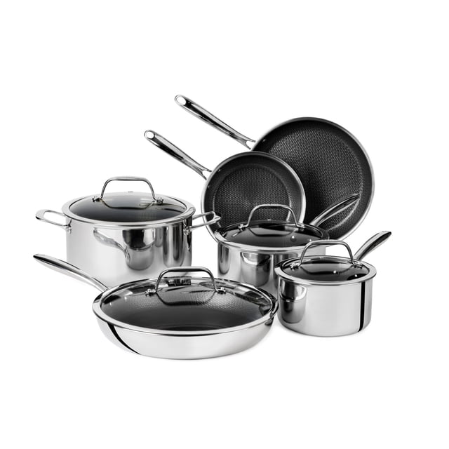 T-fal Ceramic HybridMesh Stainless Steel, 10 Piece Cookware Set