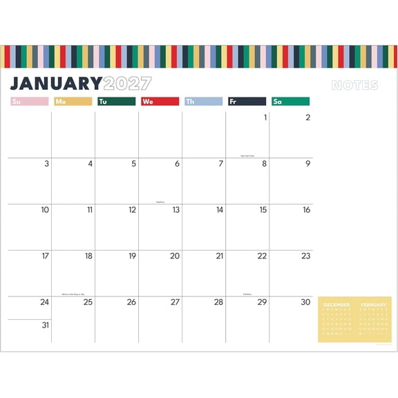 TF Publishing 2027 Long Weekend Large Desk Pad Monthly Blotter Calendar