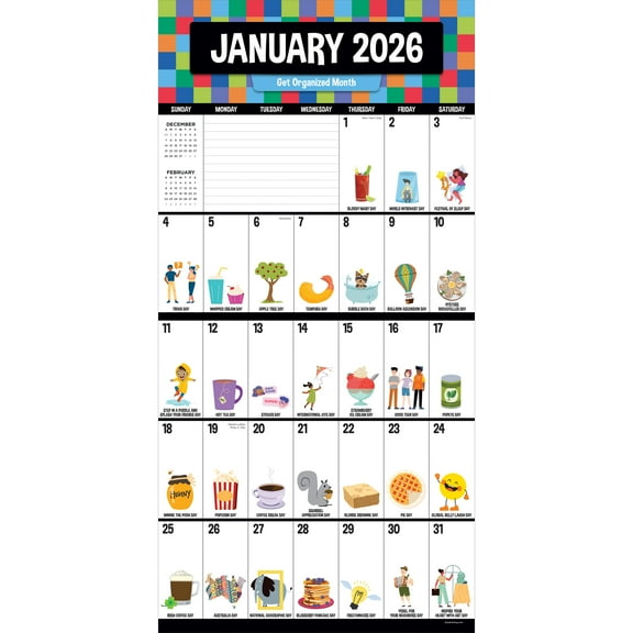 TF Publishing, Every Day a Holiday 2026 Wall Calendar, 12'' X 12'', 12-Month Calendar with Stapled Binding