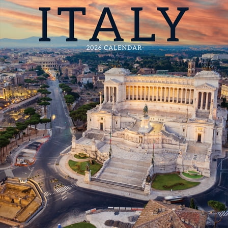 TF Publishing, Italy 2026 Wall Calendar, 12'' X 12'', 12-Month Calendar with Wire-O Hanger Binding