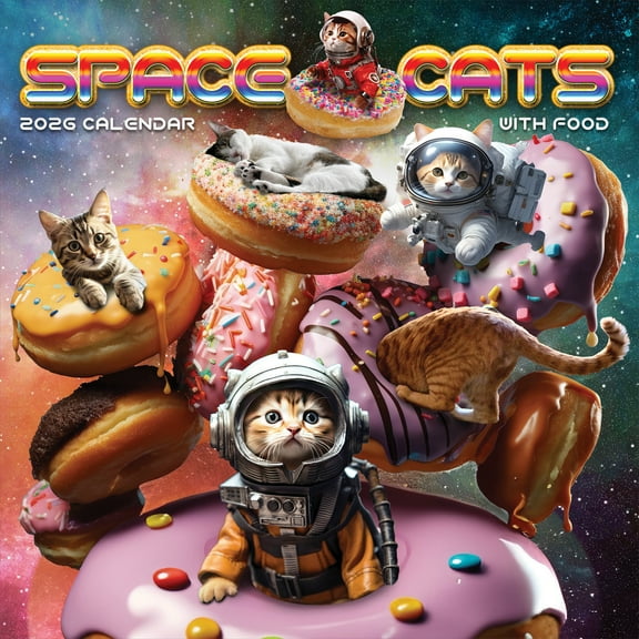 TF Publishing, Space Cats 2026 Wall Calendar, 12'' X 12'', 12-Month Calendar with Stapled Binding