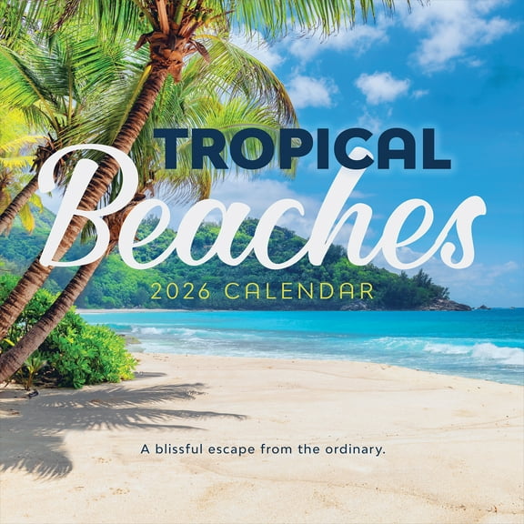 TF Publishing, Tropical Beaches 2026 Wall Calendar, 12'' X 12'', 12-Month Calendar with Stapled Binding