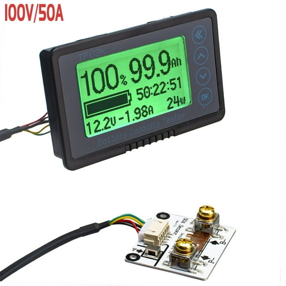 TF03K DC10~120V 50A/100A/350A/500A Battery Capacity Tester Voltage Current Display Coulomb Counter wiht 1m ,Precise Measurements
